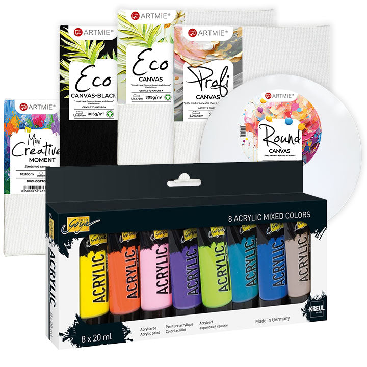 Großer Satz Mini-Leinwände und Solo-Goya-Acrylfarben-Set | ARTMIE