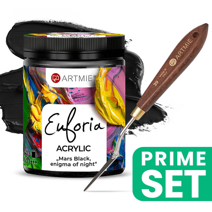 ARTMIE Euforia Mars Schwarz Acrylfarbe und Spachtel Set | ARTMIE