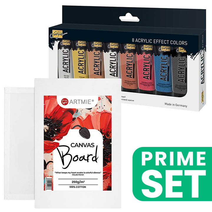 Solo Goya Metallic-Acrylfarben-Set und Leinwand auf Karton | ARTMIE