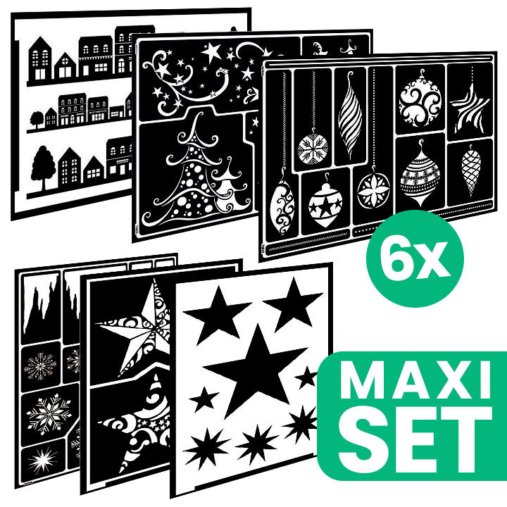 Weihnachtsmotiv-Malschablonenset - 6 Stück | ARTMIE