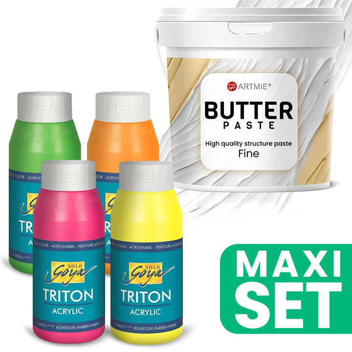 ARTMIE Butter 3D Paste und TRITON Acrylfarben Set - Fluoreszierende Farbtöne | ARTMIE
