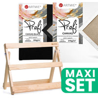 ARTMIE Tischstaffelei-Set mit schwarzer und weißer PROFI-Leinwand 40x30 cm | ARTMIE