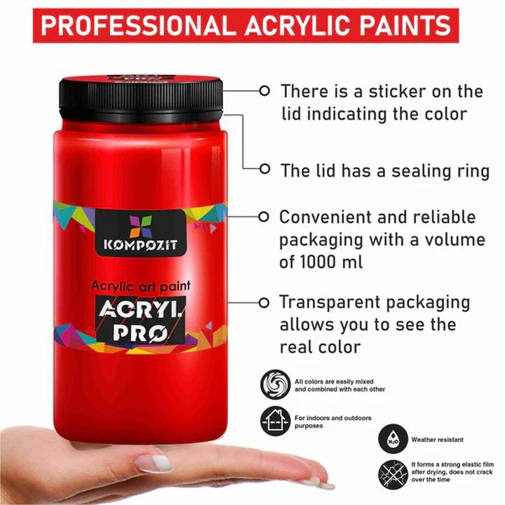 ACRYL PRO ART Kompozit Acrylfarbe 1.000 ml | verschiedene Farbtöne — Bild 11
