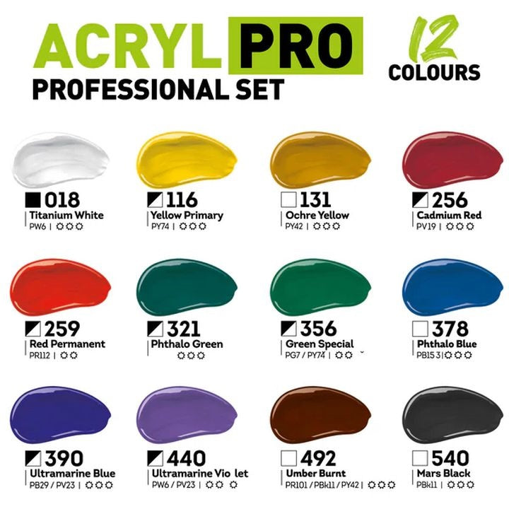 ACRYL PRO PROFESSIONAL Acrylfarben-Set 12x75 ml — Bild 9