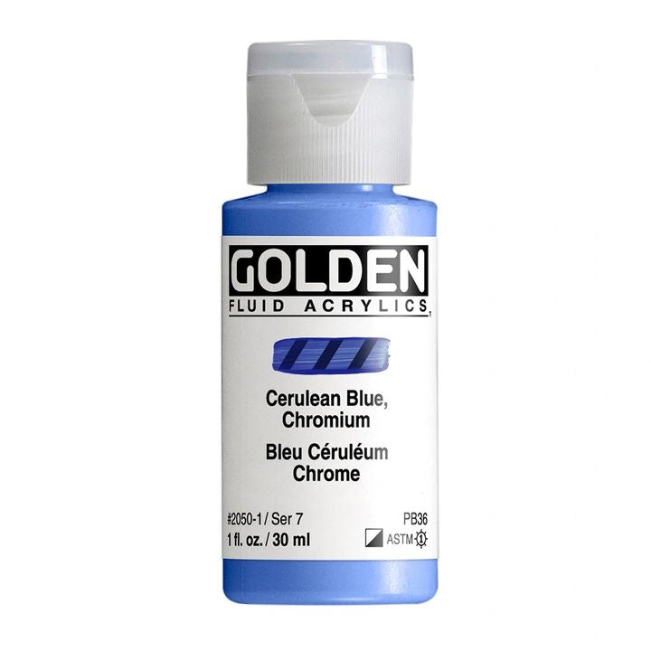 GOLDEN Fluid Acrylfarbe 30 ml – 2050 Cerulean Chromblau