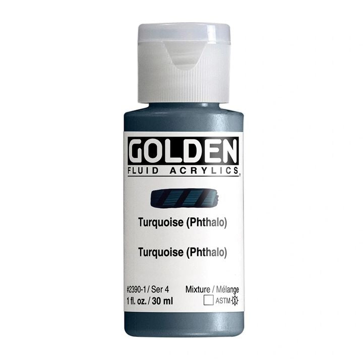 GOLDEN Fluid Acrylfarbe 30 ml – 2390 Türkis (ftalo)