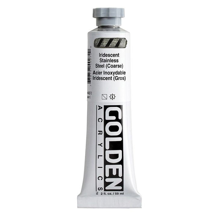 GOLDEN Heavy Body Acrylfarbe 59 ml | Iridescent | 4027 Stahl (grob)