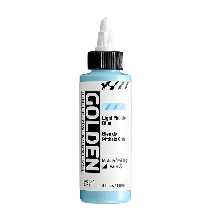 GOLDEN High Flow Acrylfarbe 118 ml | verschiedene Farbtöne | 8515 Svetlá Ftalokyanínová Modrá