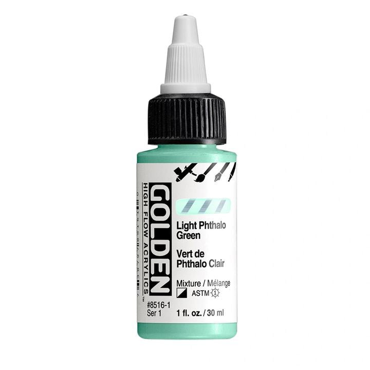 GOLDEN High Flow Acrylfarbe 30 ml | verschiedene Farbtöne | 8516 Svetlá Ftalokyanínová Zelená