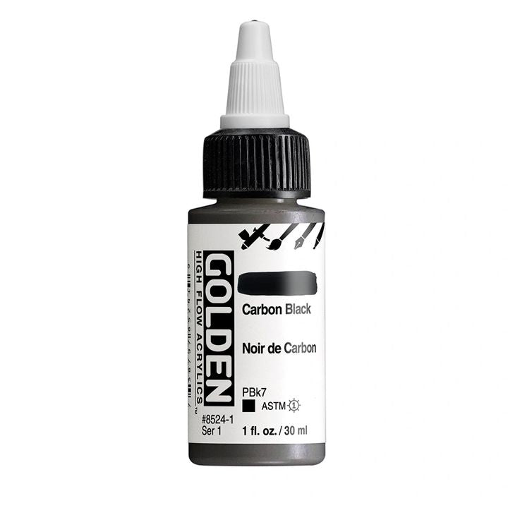 GOLDEN High Flow Acrylfarbe 30 ml | verschiedene Farbtöne | 8524 Carbon Schwarz