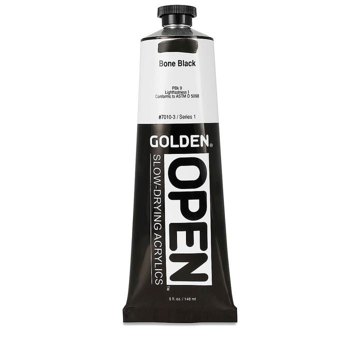 GOLDEN OPEN Slow-Drying Acrylfarbe 148 ml | verschiedene Farbtöne | 7010 Knochenschwarz