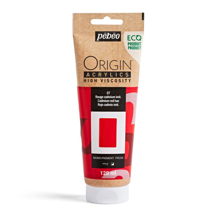 Pebeo ORIGIN Acrylfarbe 120 ml | verschiedene Farbtöne | Kadmiumrot Farbton