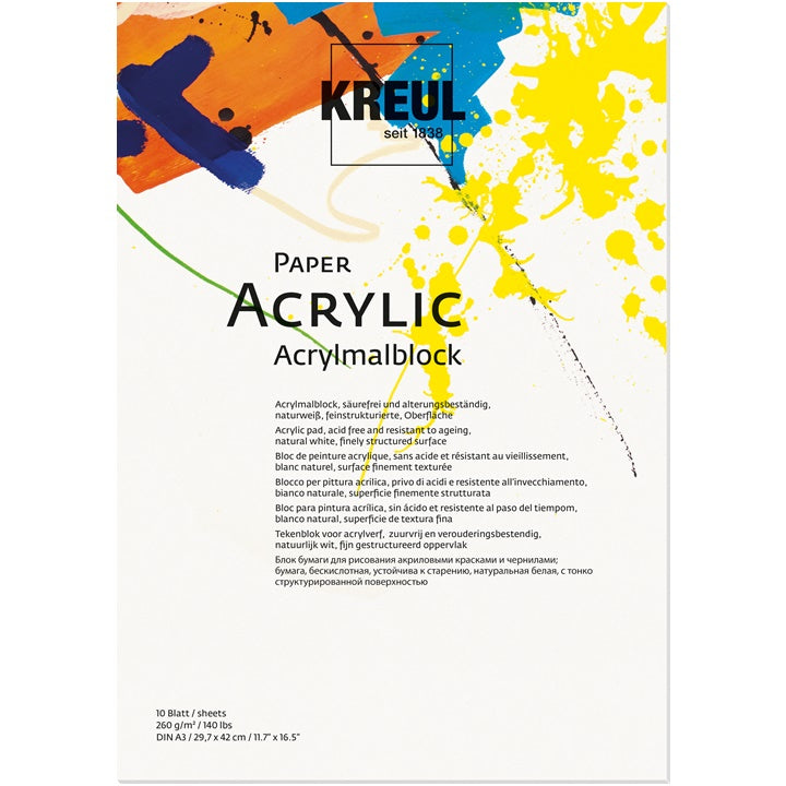 KREUL Acrylmalpapier - 10 Blatt | verschiedene Formate | A3