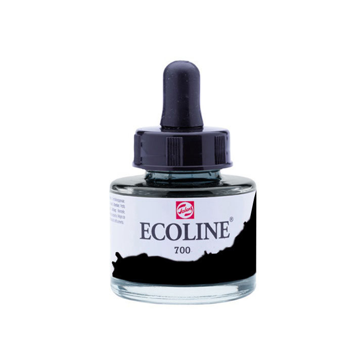 Ecoline Flüssig-Aquarellfarbe 30 ml – 700 schwarz