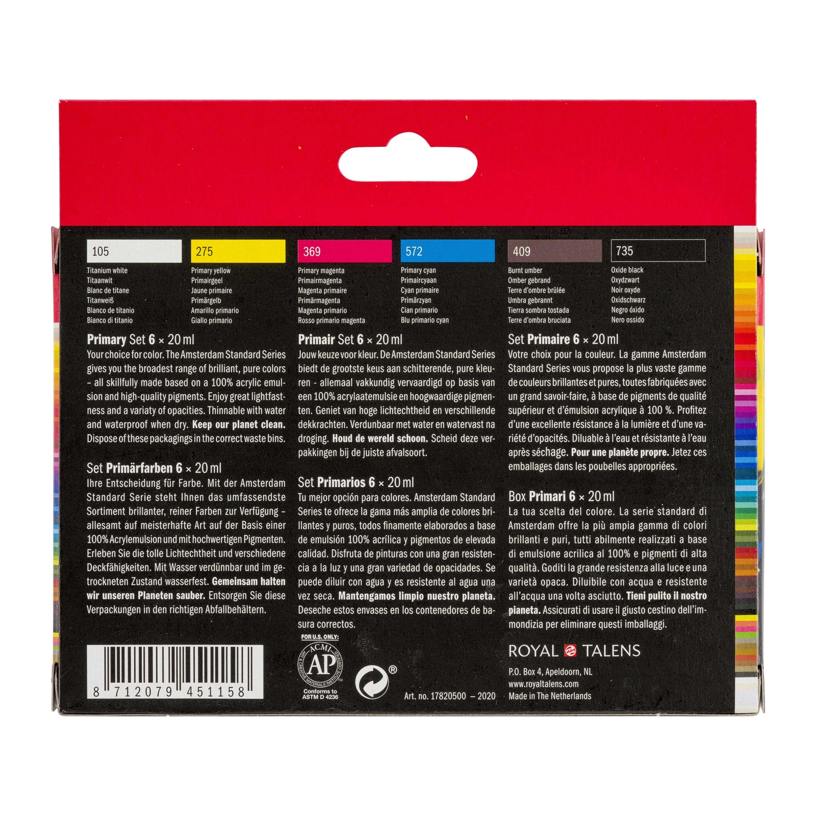 ROYAL TALENS Amsterdam Acrylfarben-Set Primary 6 x 20 ml