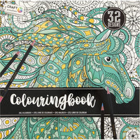 Antistress-Malbuch Green Horse mit floralen Mustern | ARTMIE