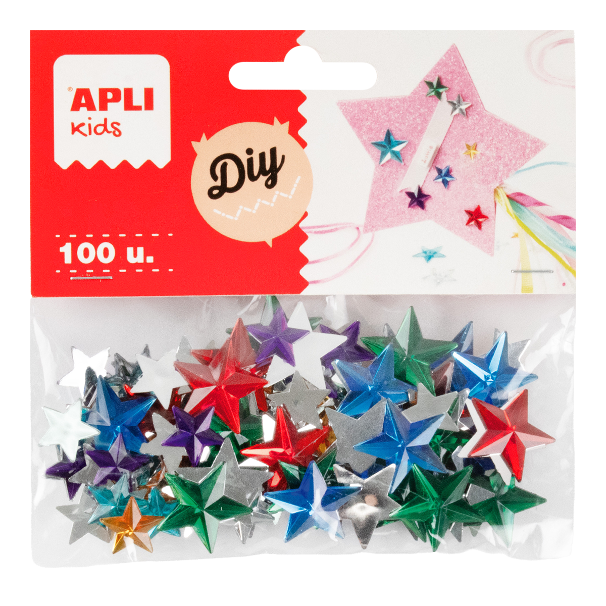 APLI Deko-Acrylsteine 100 Stk., Mix aus Größen und Farben – Sterne