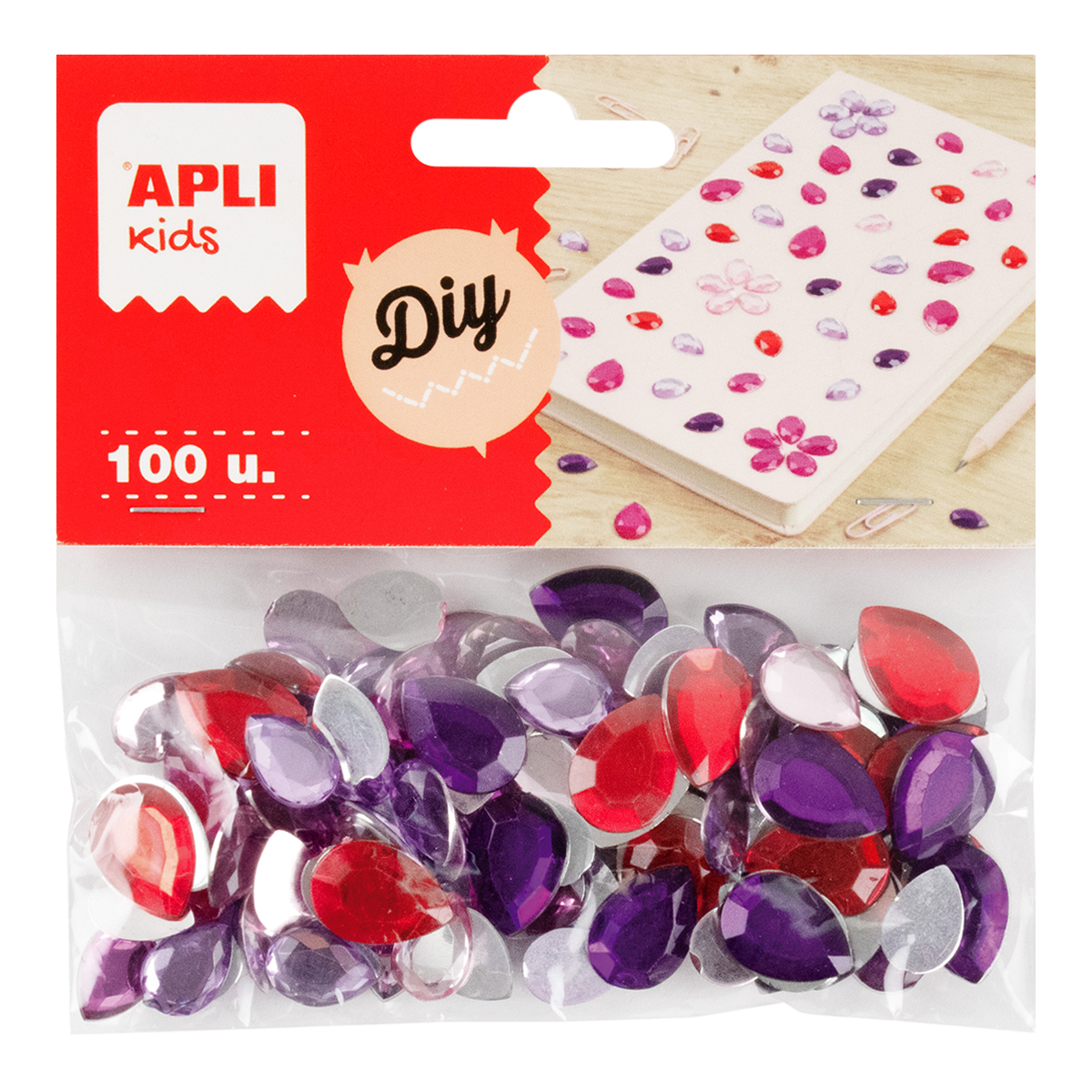 APLI Deko-Acrylsteine 100 Stk., Mix aus Größen und Farben – Tropfen