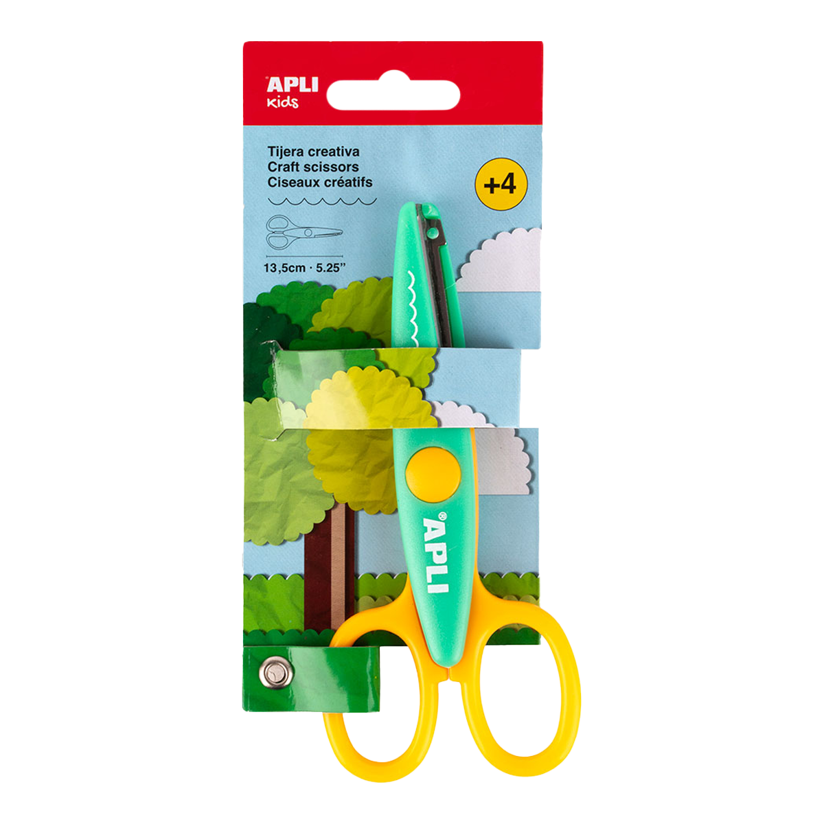 APLI Kreativschere 13,5 cm, abgerundete Spitze, symmetrisch – Wellen
