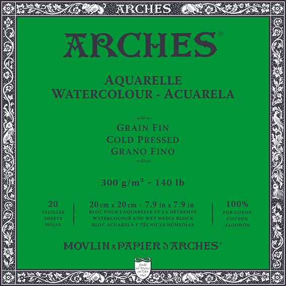 Aquarellblock ARCHES CP Naturweiß 300 g/m² – 20 Blatt
