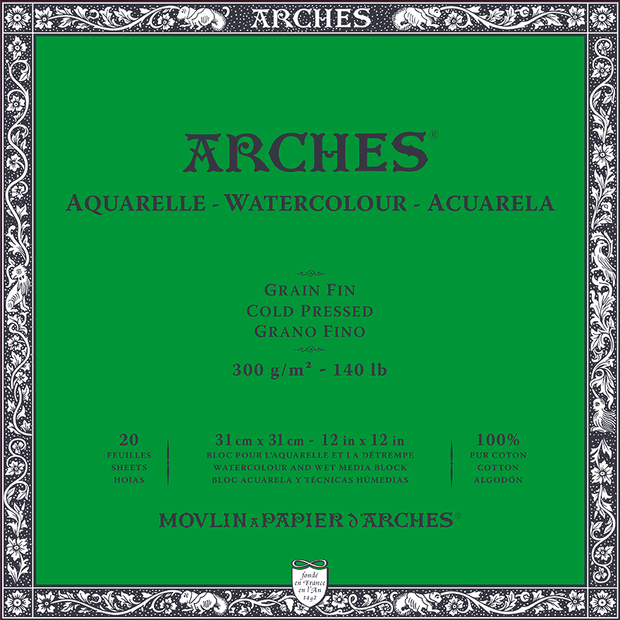 Aquarellblock ARCHES CP Naturweiß 300 g/m² – 20 Blatt