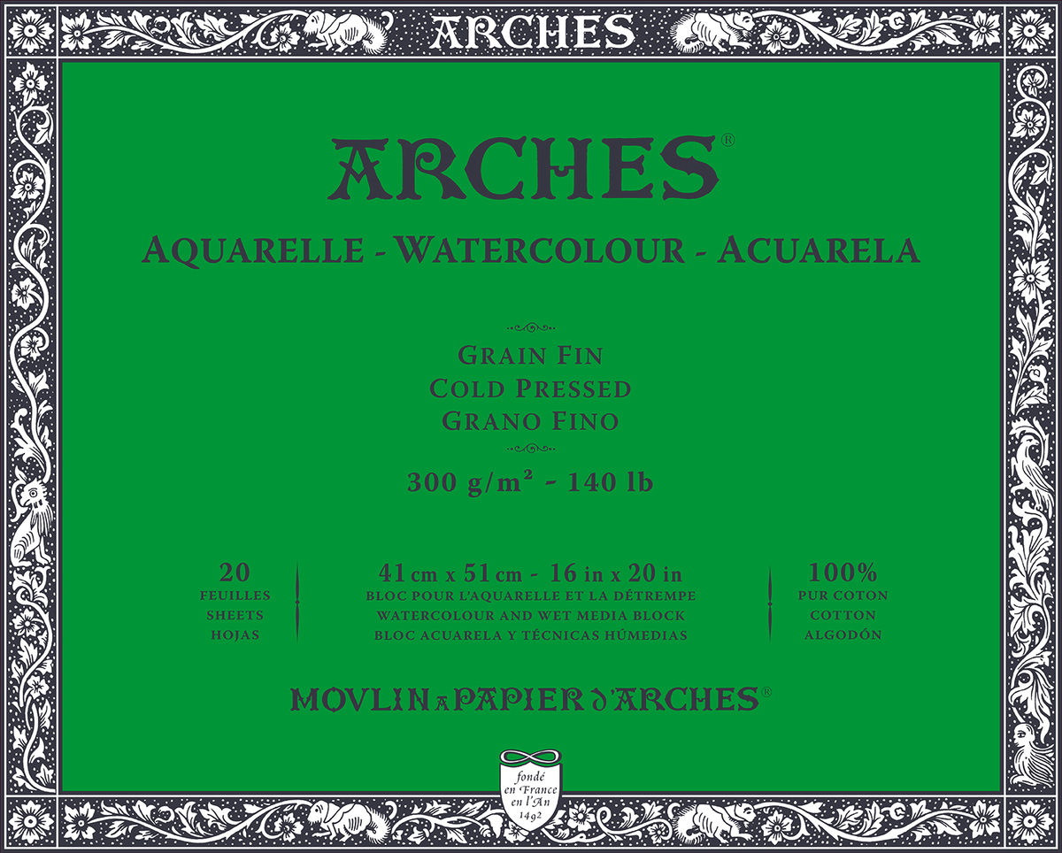 Aquarellblock ARCHES CP Naturweiß 300 g/m² – 20 Blatt