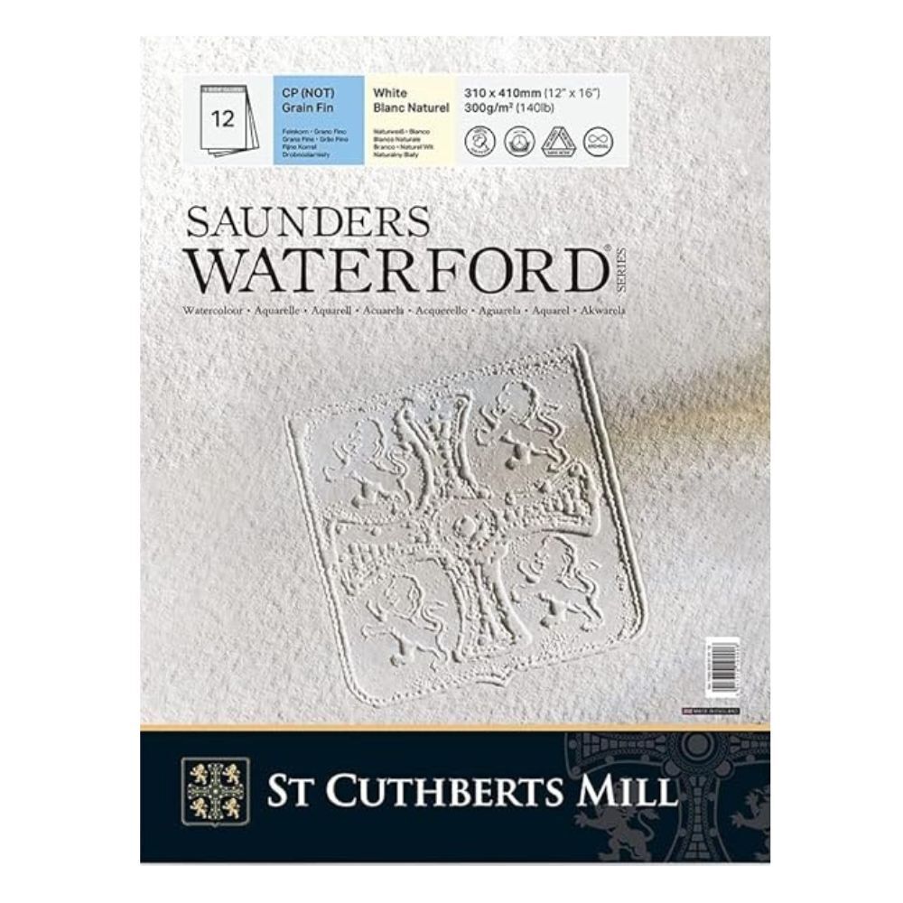 Aquarellblock CANSON Saunders Waterford CP weiß 300 g/m² 23 x 31 cm - 12 Blatt