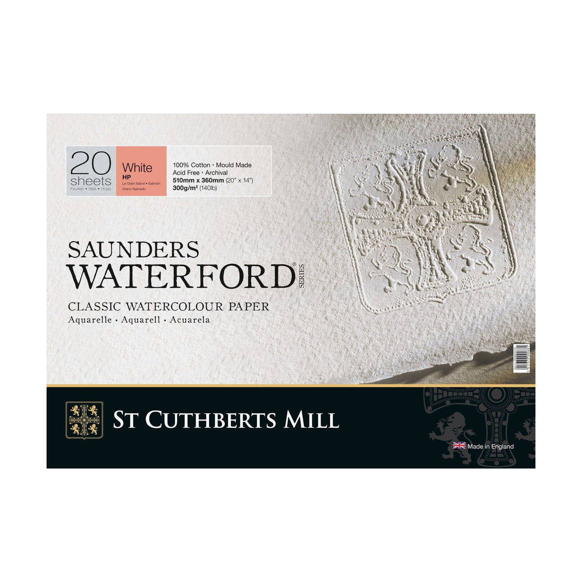 Aquarellblock CANSON St Cuthberts Saunders HP 300 g/m² - 20 Blatt 26 51 cm