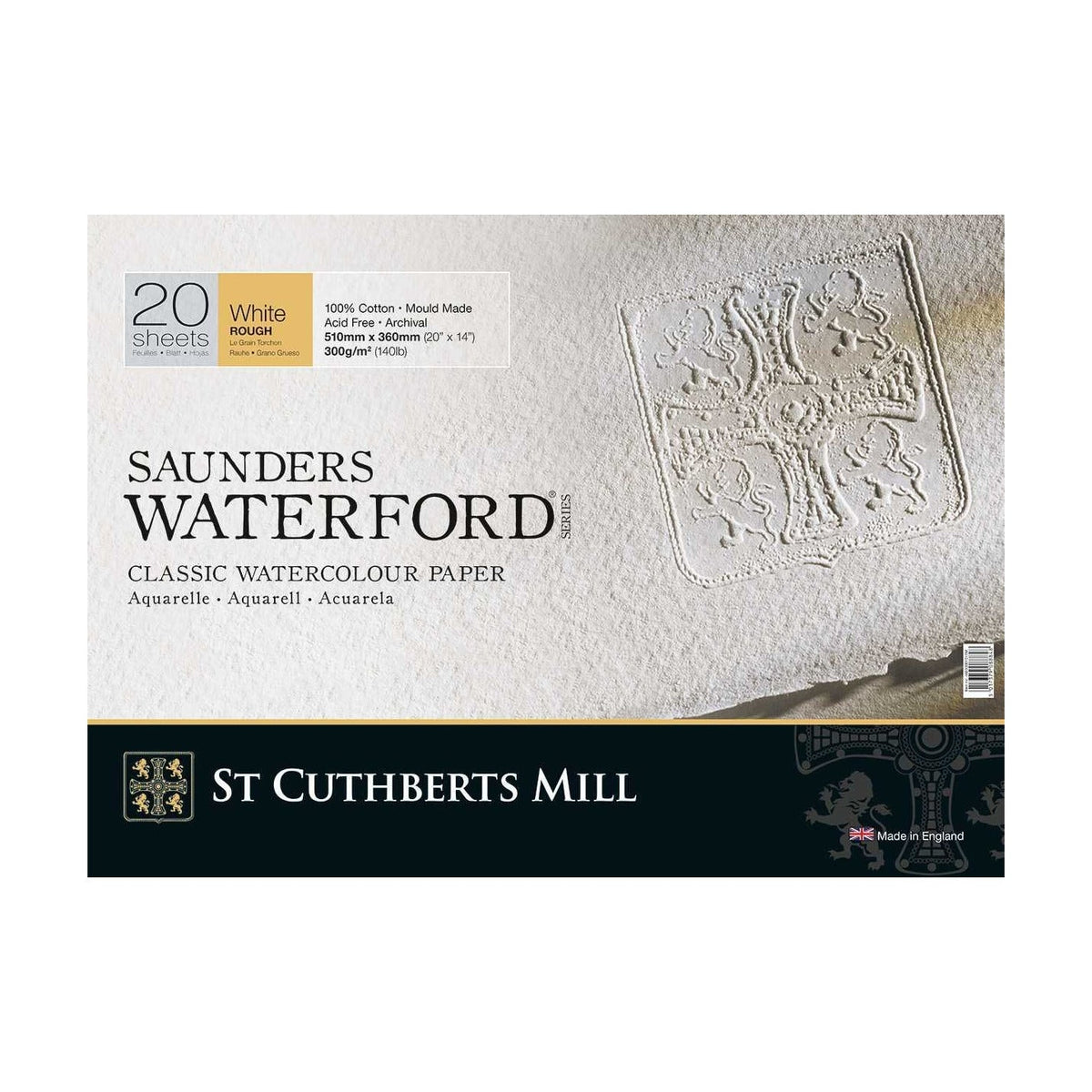 Aquarellblock CANSON St Cuthberts Saunders Waterford Rough 300 g/m² 26 - 51 cm - 20 Blatt