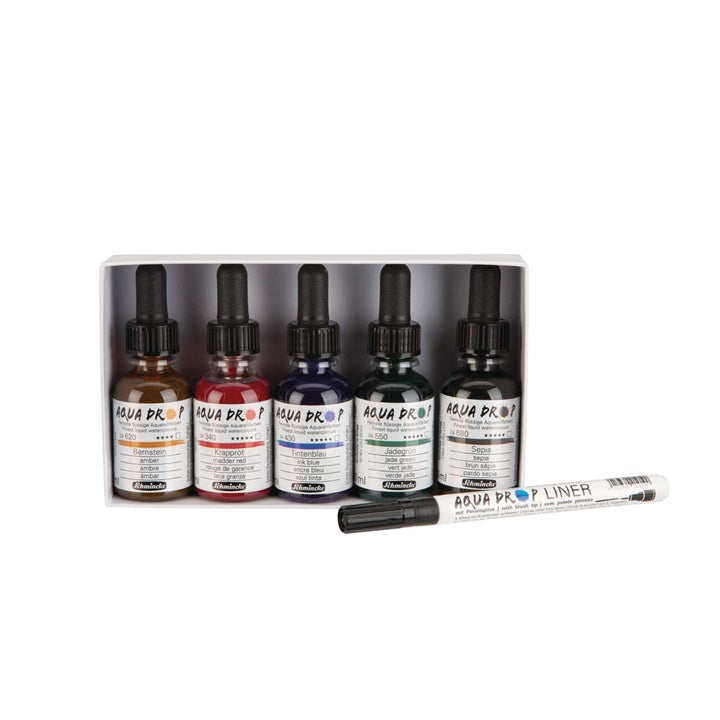 Aquarellfarben Schmincke AQUA DROP - Set 5 x 30 ml + Liner — Bild 4
