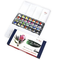Aquarellfarben-Set Botanycal ROSA GALLERY Metallkasten, 28 Farben, volle Töpfe