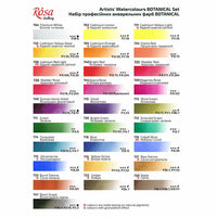 Aquarellfarben-Set Botanycal ROSA GALLERY Metallkasten, 28 Farben, volle Töpfe