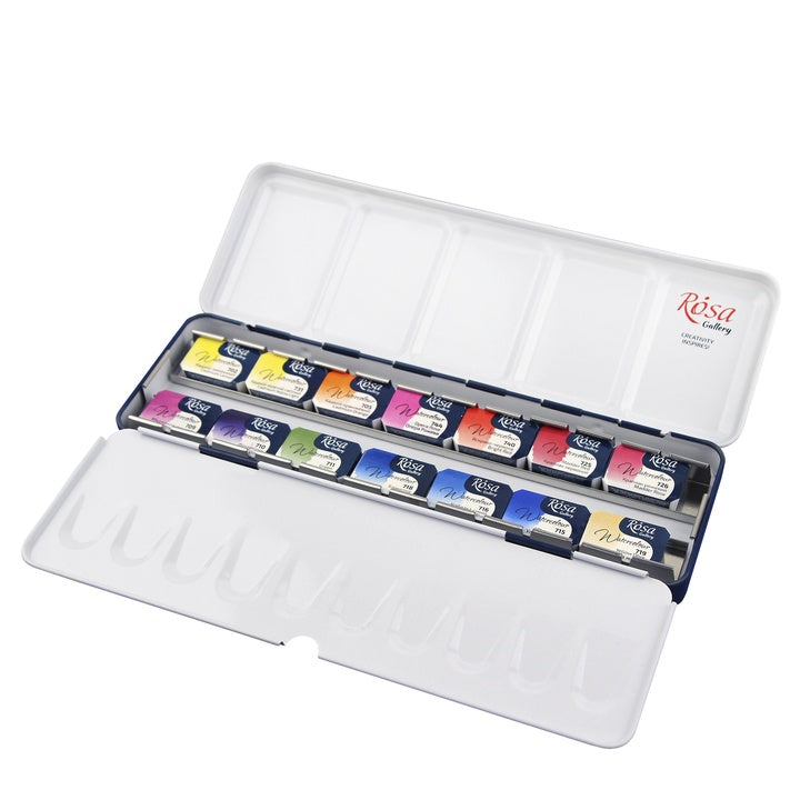 Aquarellfarben-Set "Botanycal" ROSA Gallery, Metallkoffer, 14 Farben, volle Töpfe