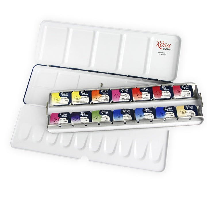 Aquarellfarben-Set "Botanycal" ROSA Gallery, Metallkoffer, 14 Farben, volle Töpfe