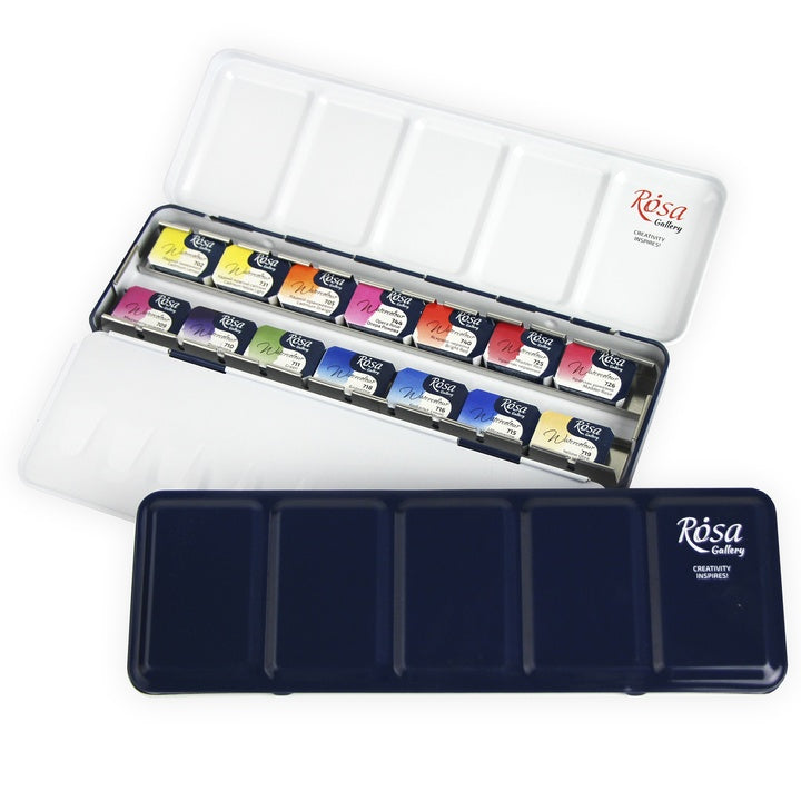 Aquarellfarben-Set "Botanycal" ROSA Gallery, Metallkoffer, 14 Farben, volle Töpfe