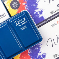 Aquarellfarben-Set "Мonopigmentiert" ROSA GALLERY, Metalldose, Indigo, 12 Farben, volle Töpfe