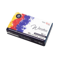 Aquarellfarben-Set "Мonopigmentiert" ROSA GALLERY, Metalldose, Indigo, 12 Farben, volle Töpfe