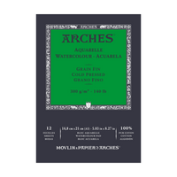 ARCHES Aquarellblock feinkorn naturweiß 300 g/m² - 12 Blatt A5 – A3