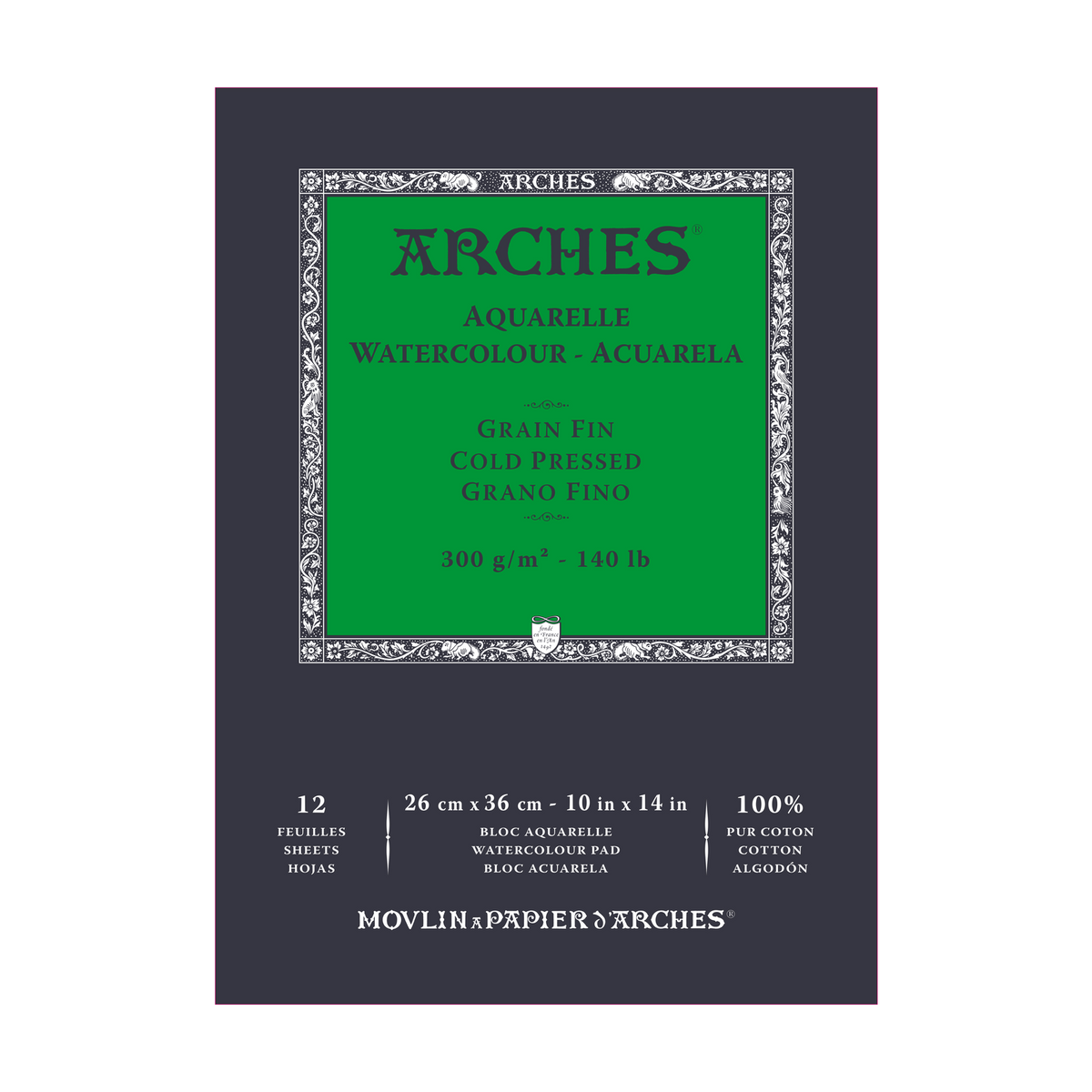 ARCHES Aquarellblock feinkorn naturweiß 300 g/m² - 12 Blatt A5 – A3