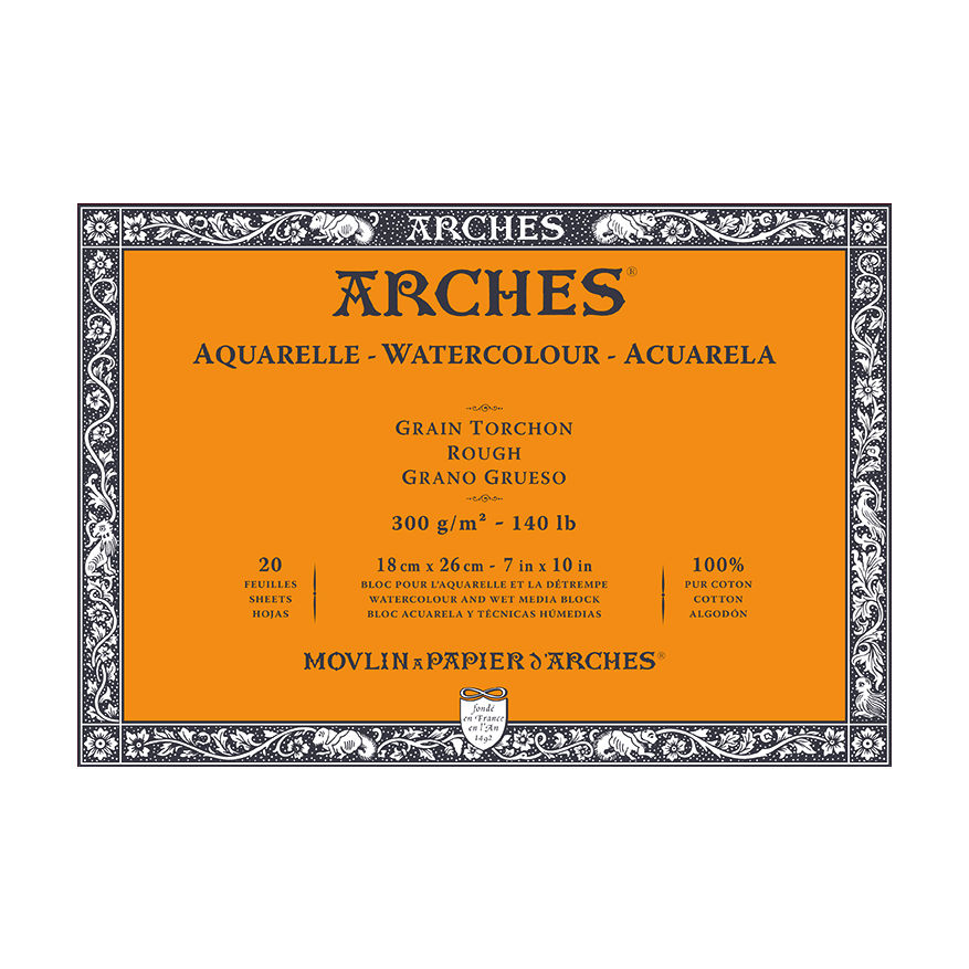 ARCHES Aquarellblock Rough Naturweiß 300 g/m² 10 – 31 cm - 20 Blatt