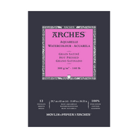 ARCHES Aquarellblock satiniert HP naturweiß 300 g/m² A5 – A3 - 12 Blatt