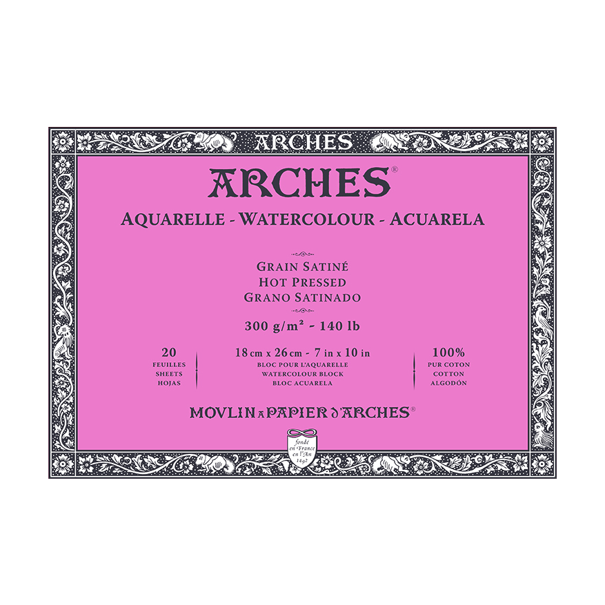 ARCHES Aquarellblock satiniert Naturweiß 300 g/m² – 20 Blatt