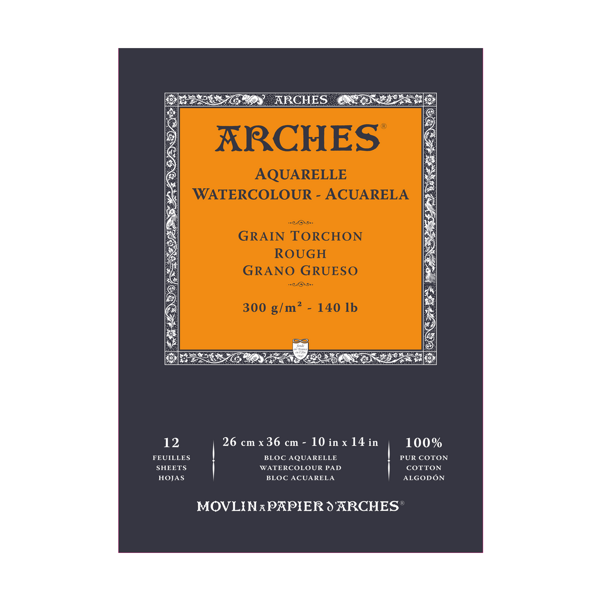ARCHES Aquarelle Aquarellblock rau naturweiß 300 g/m² – 12 Blatt