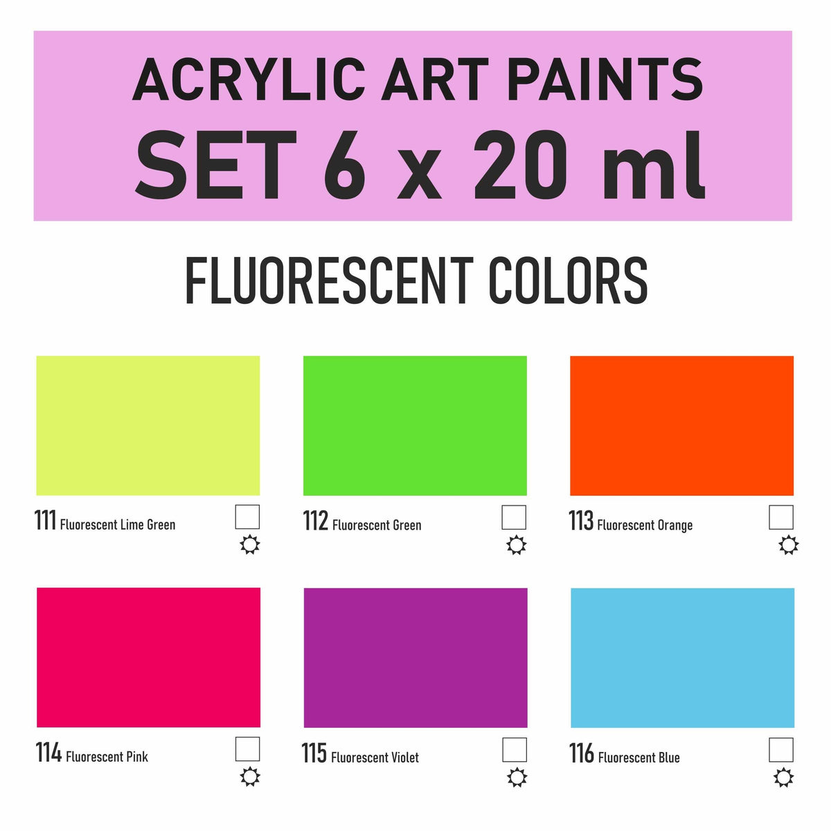Acrylfarben-Set Kompozit STANDART Fluorescent 6 x 20 ml