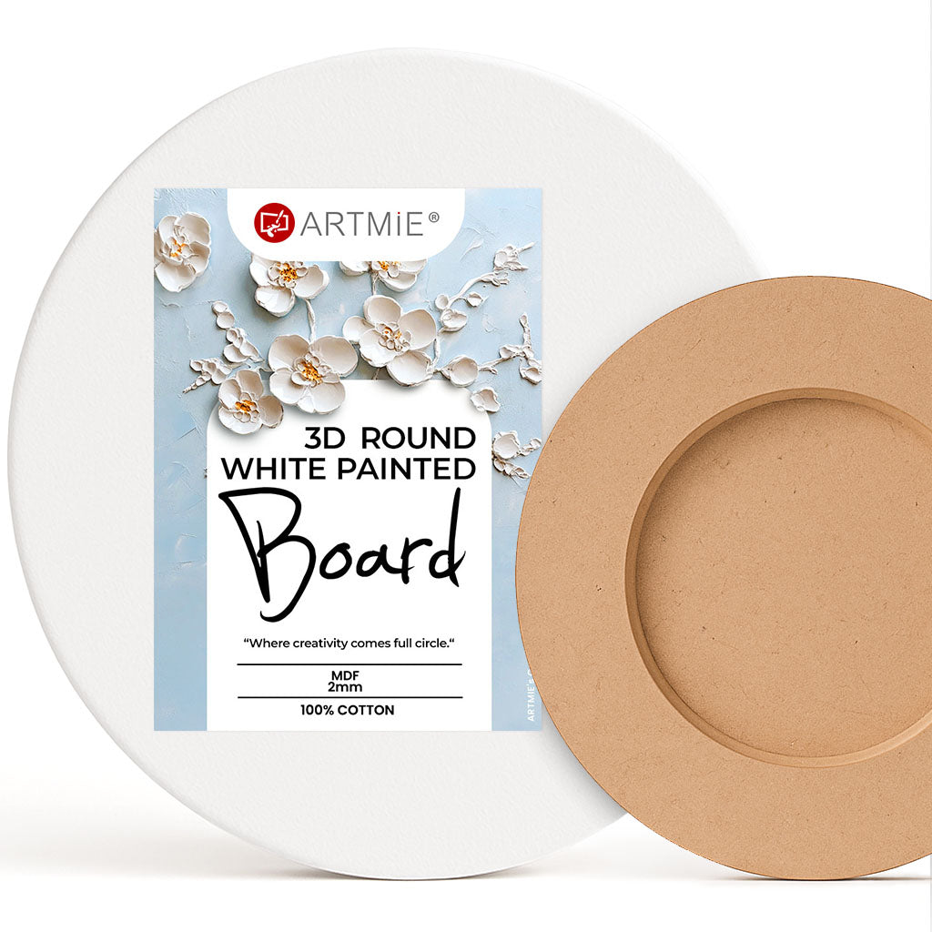 ARTMIE doppelseitige runde 3D-MDF-Platte mit weißer Gesso-Grundierung | ARTMIE