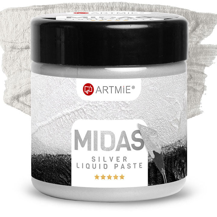 ARTMIE MIDAS flüssige Metallic-Paste in Silber für kreative Projekte | ARTMIE