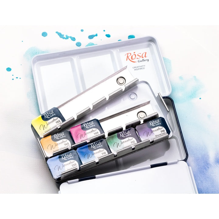 Сase für Aquarellfarben, metallisch, Indigo, 12 pan, ROSA GALLERY