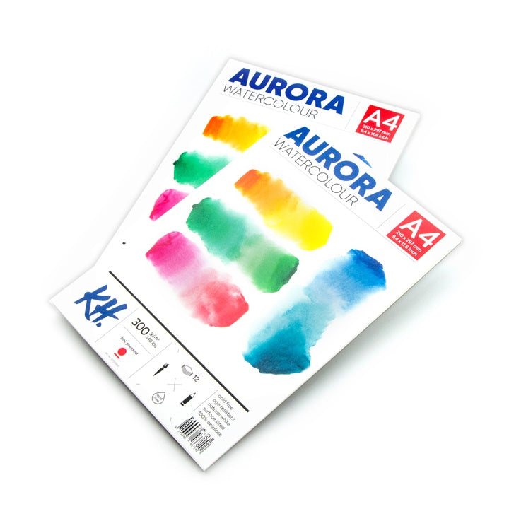 AURORA Aquarellblock, heißgepresst – 12 Blatt | verschiedene Formate — Bild 1
