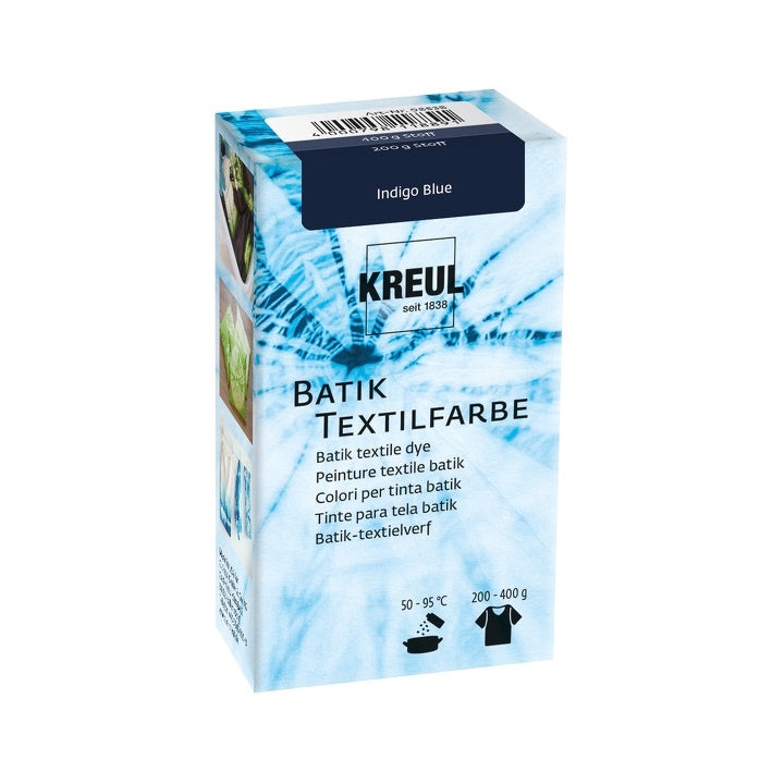 Anwendungshinweise der KREUL Javana Batik Textilfarbe für Färbevorgänge zwischen 50 °C und 95 °C.