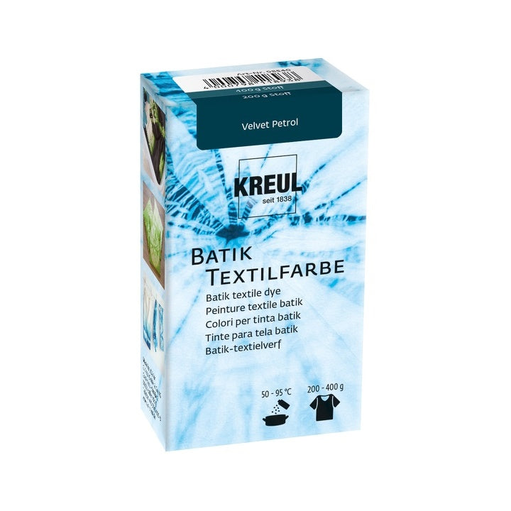 Pulverförmige KREUL Javana Batik Textilfarbe inklusive Färbesalz in der 70 g Dose.
